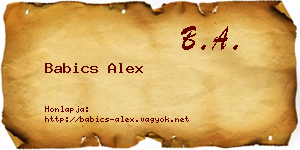 Babics Alex névjegykártya