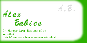 alex babics business card